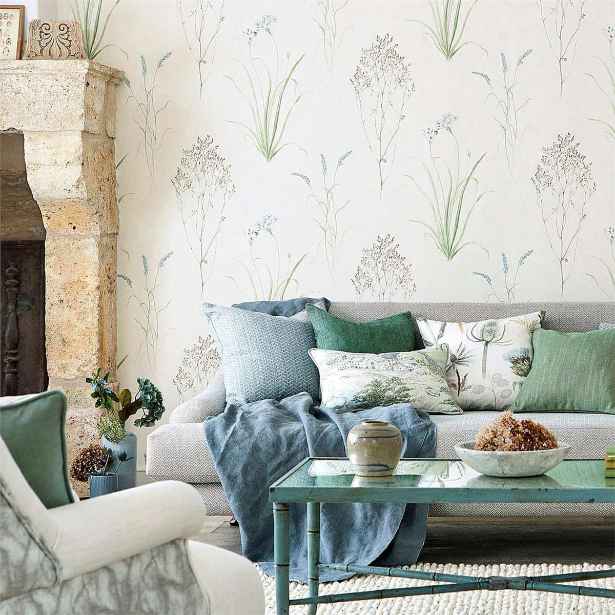Tapete Farne Grasses - Cream/ Sage