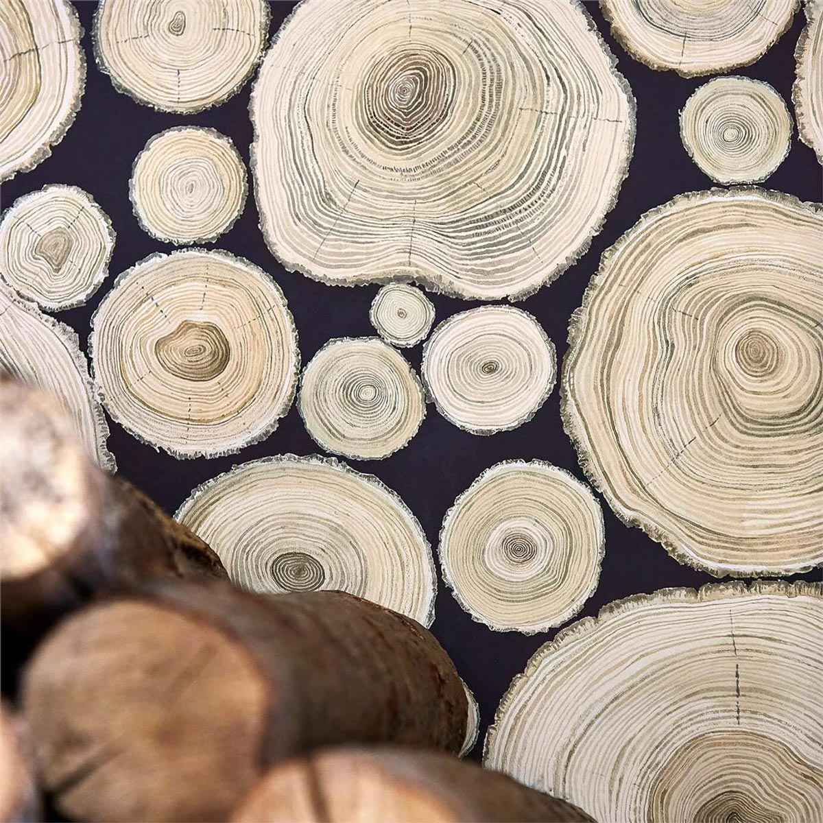 Tapete Alnwick Logs - Lacquer Black