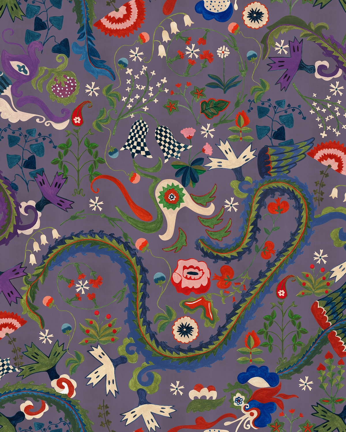 Wandbild Dragon Flower - Purple