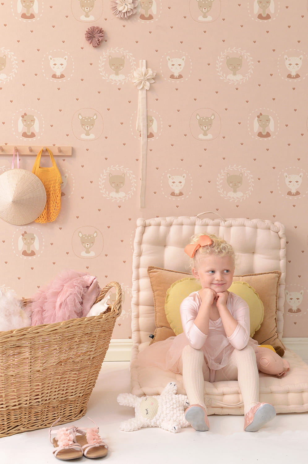 Tapete Hearts - Dusty Warm Pink