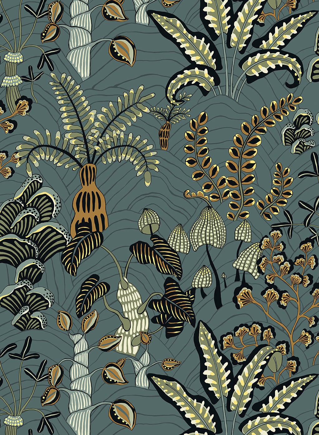 Tapete Woodland Floor - Petrol and Sage