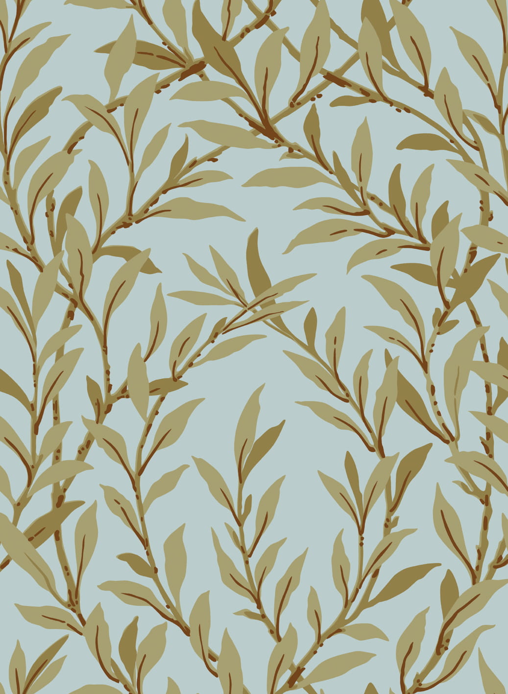 Tapete Willow Branch - Olive on Teal