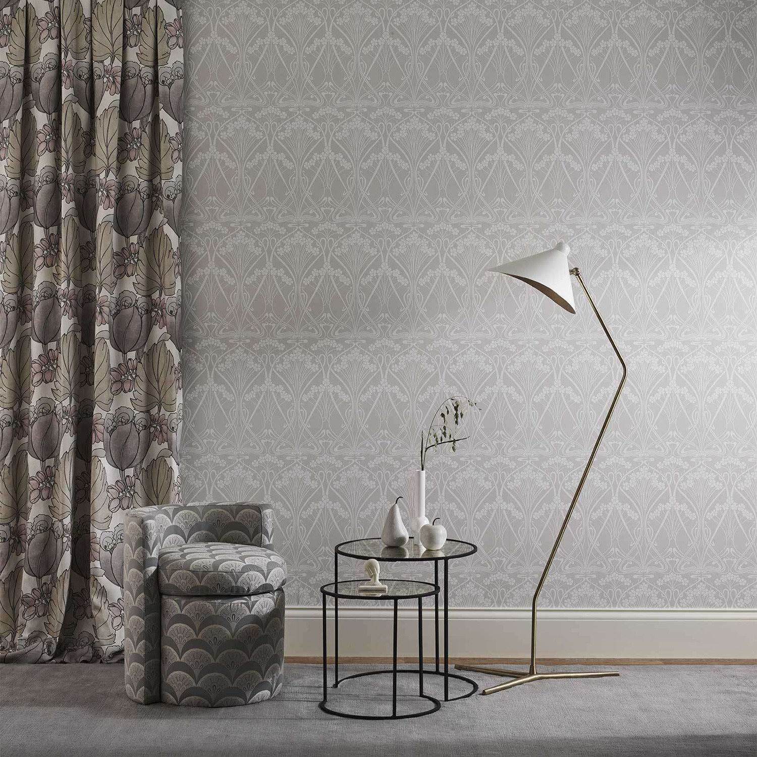 Tapete Ianthe Mono - Pewter White