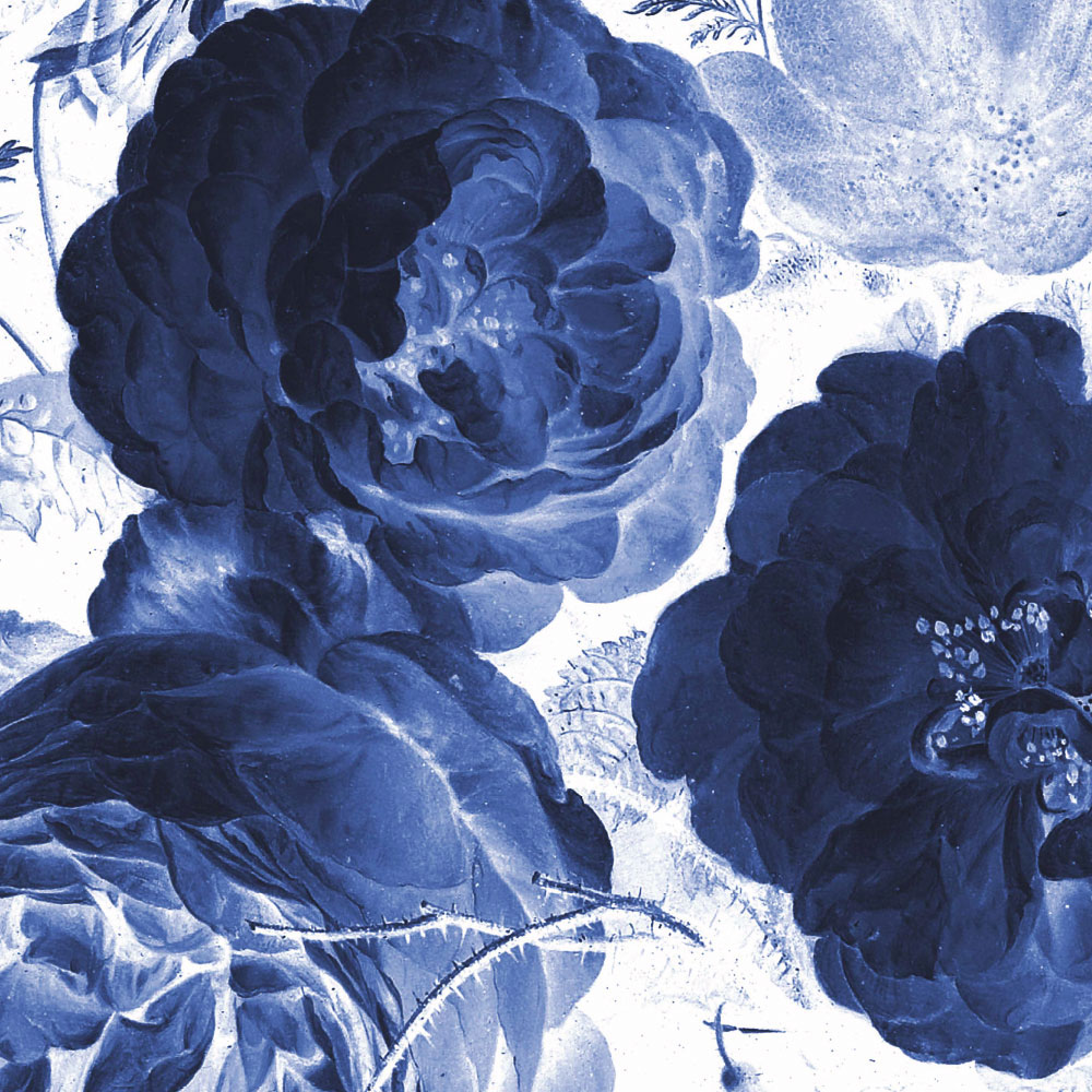 Wandbild Royal Blue Flowers 1 Circle - S - 1.425m