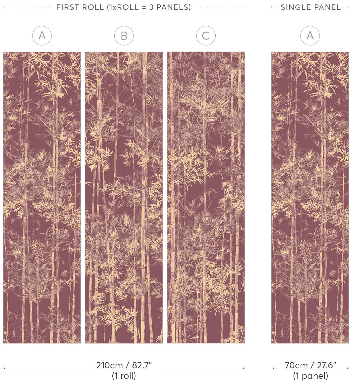 Wandbild Bamboo Gold Burgundy - Panel A