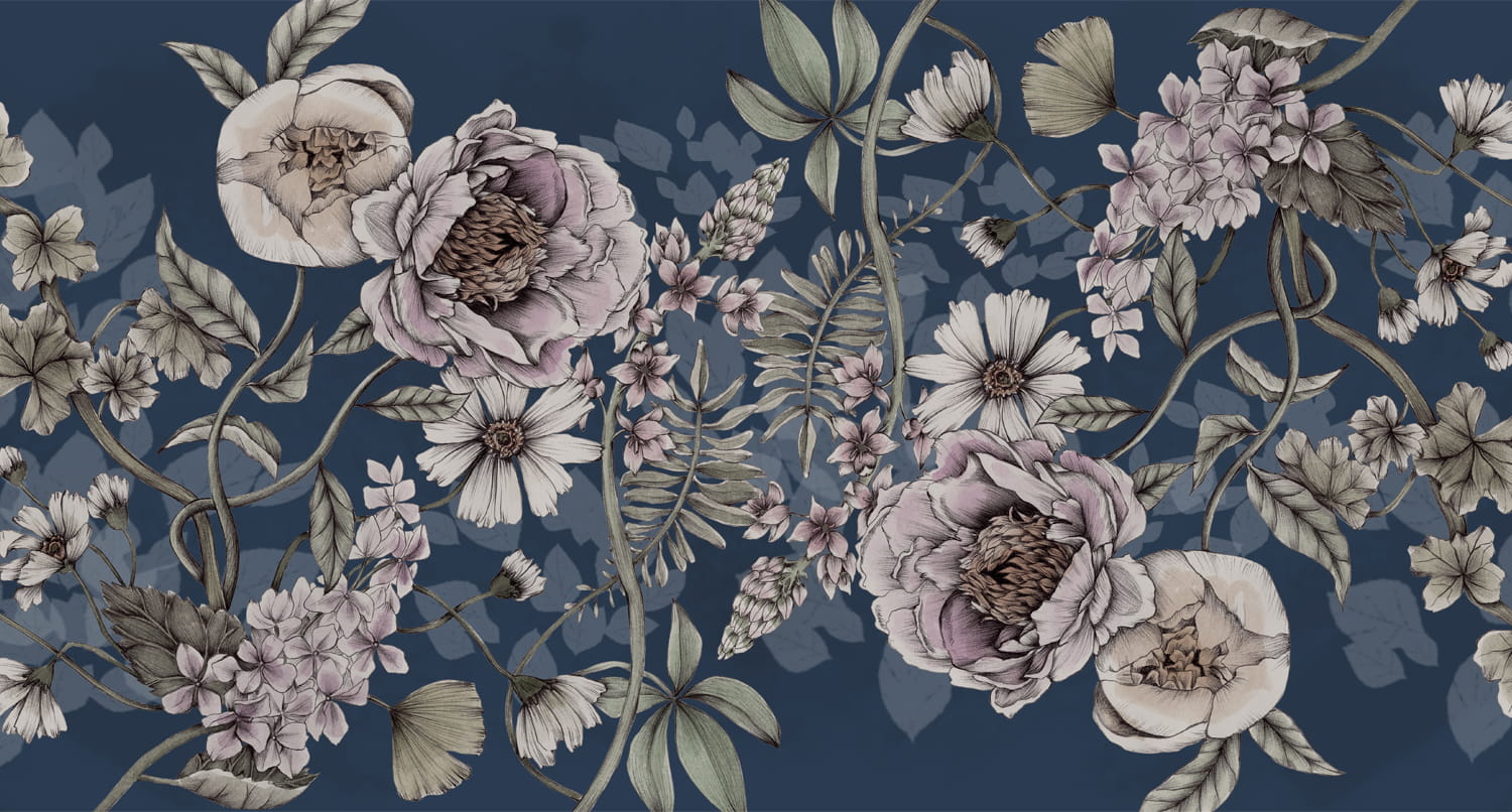 Wandbild Spring Flower - Dark Blue