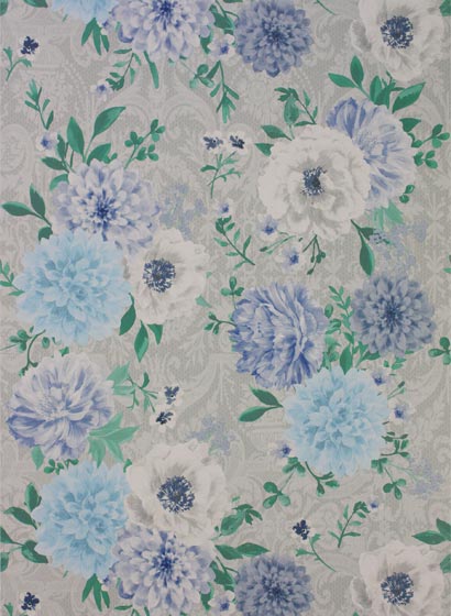 Tapete Duchess Garden - Grey/ Persian Blue/ White