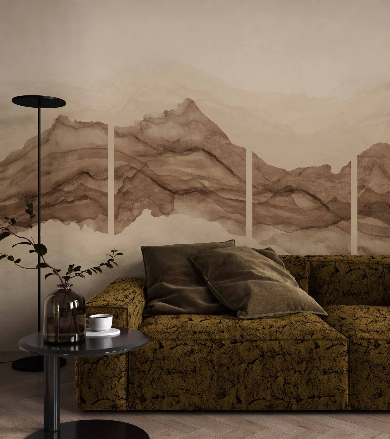 Stoff Sepia - Gold