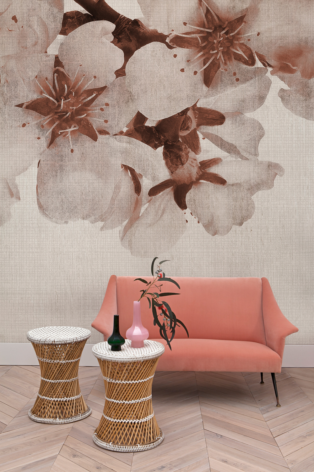 Wandbild Big Random Flora - Pink