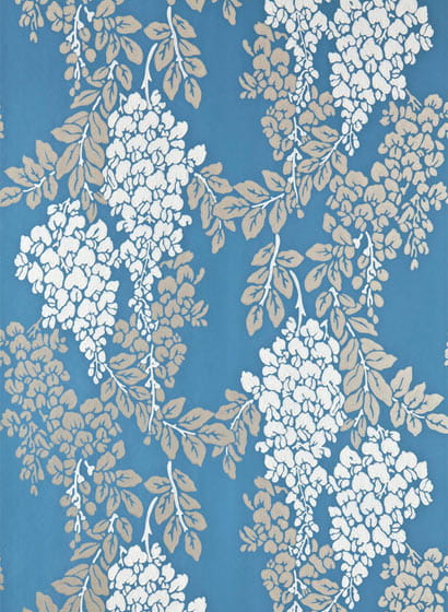 Tapete Wisteria - Chinese Blue/ Silver/ White Tie