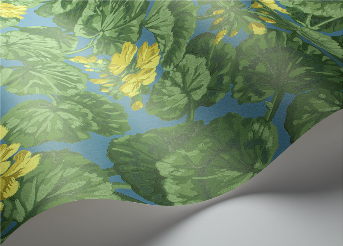 Tapete Geranium - Lemon/ Green on Blue