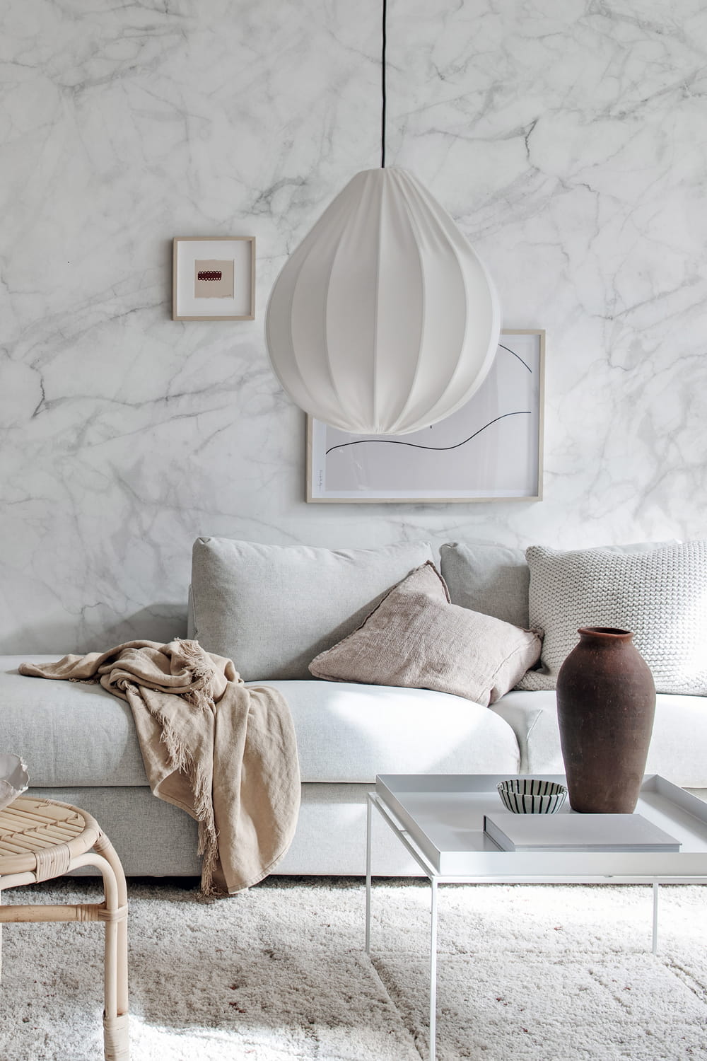 Wandbild Marble Art - White