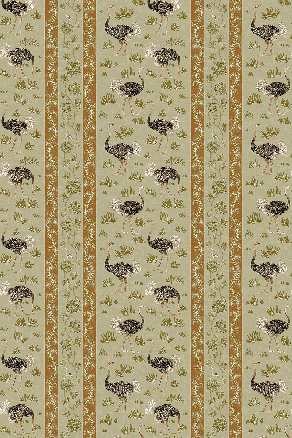 Tapete Ostrich Stripe - Olive and Orange