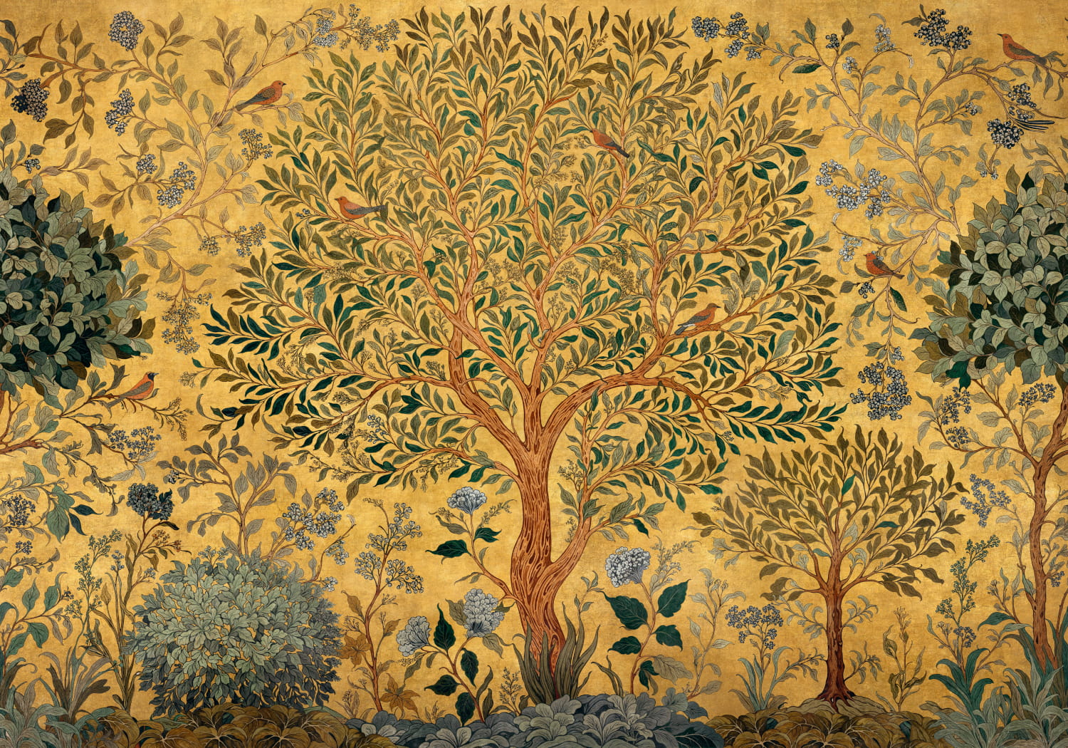Wandbild Varanasi Tree - Mustard