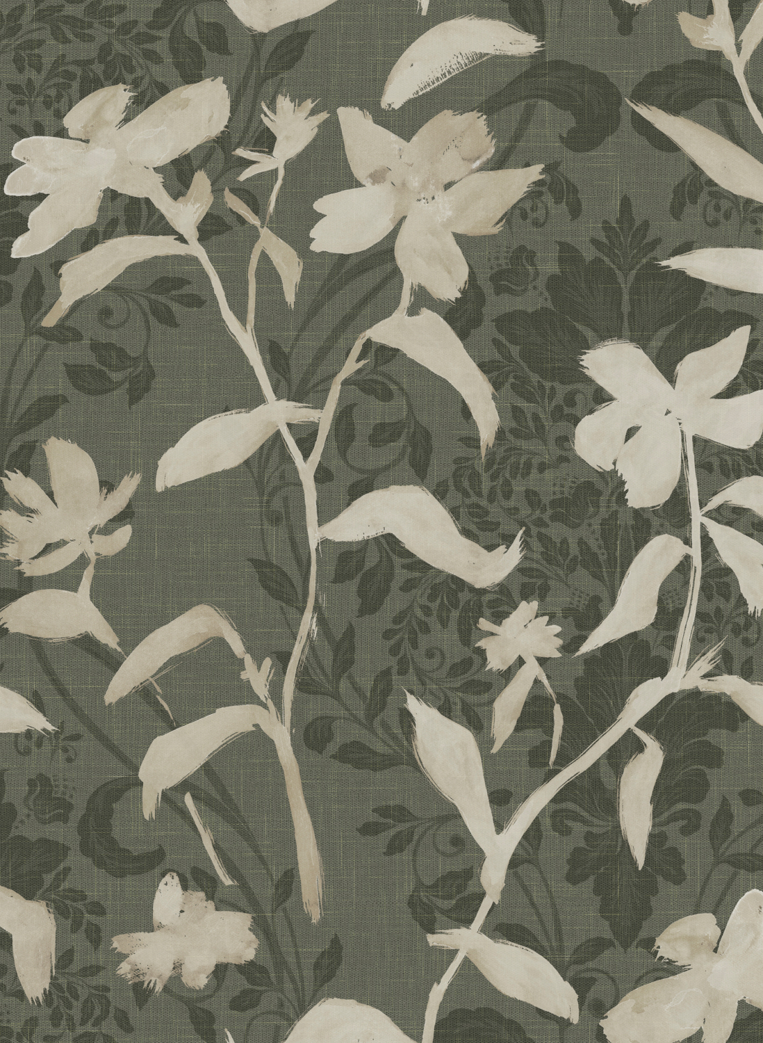 Tapete Blooming Damask - White