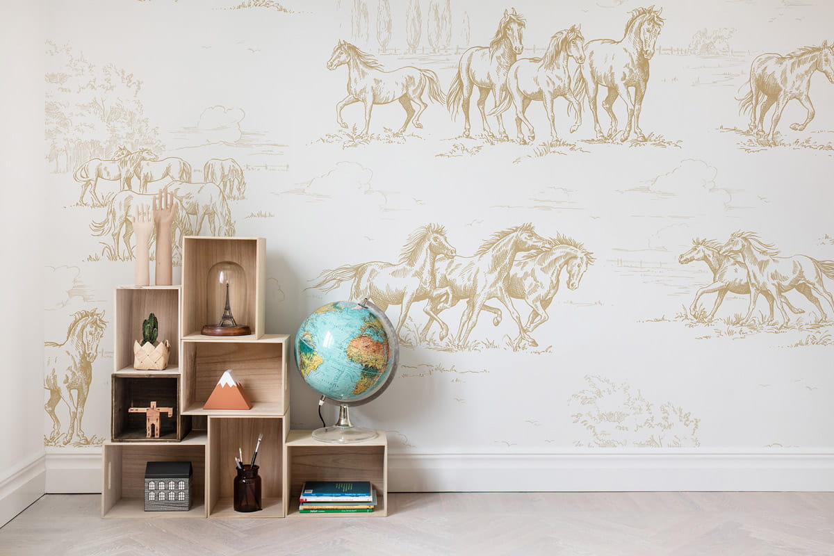 Wandbild Horse Herd - Gold