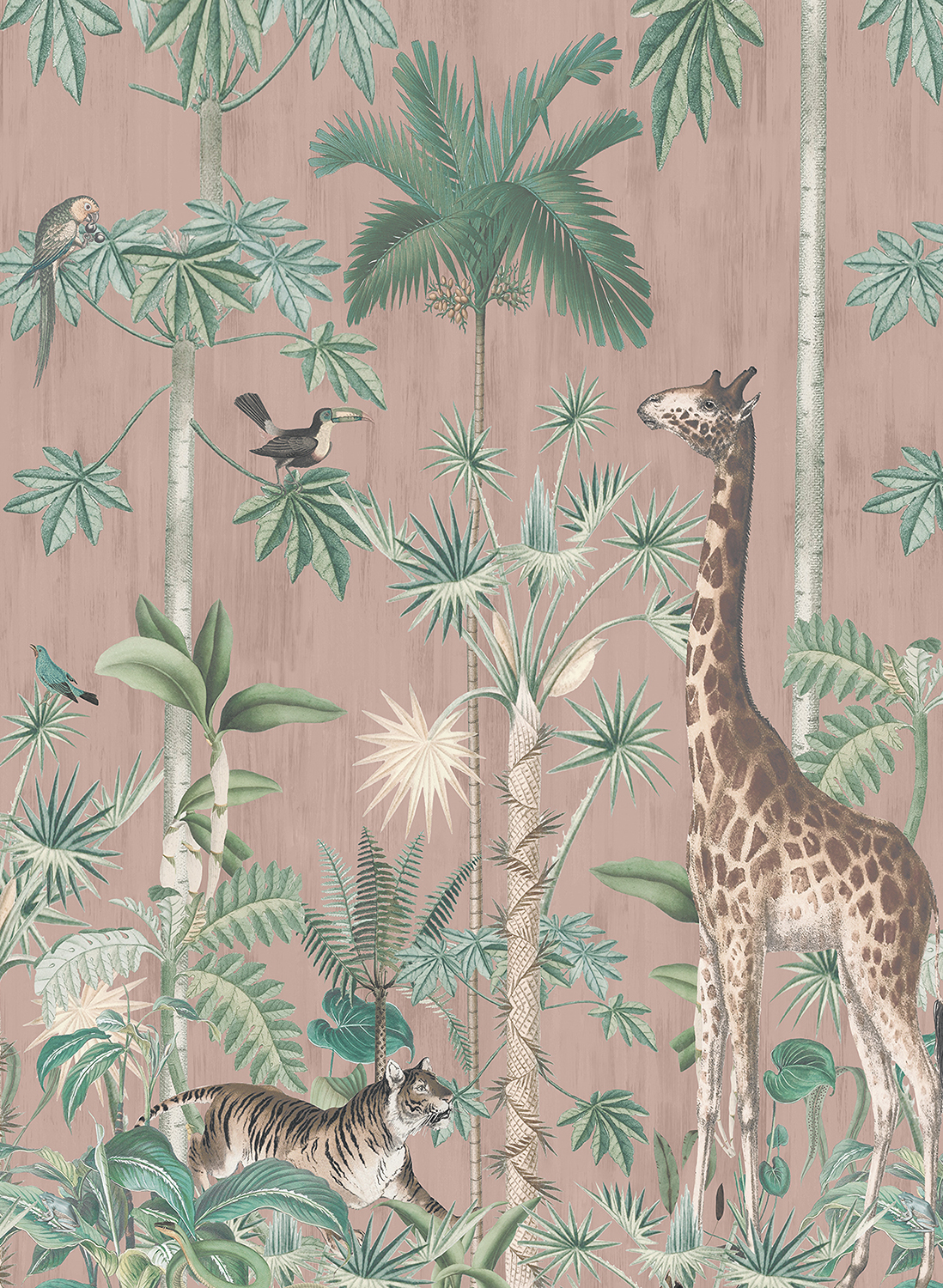 Wandbild Giraffes Stroll - Pink