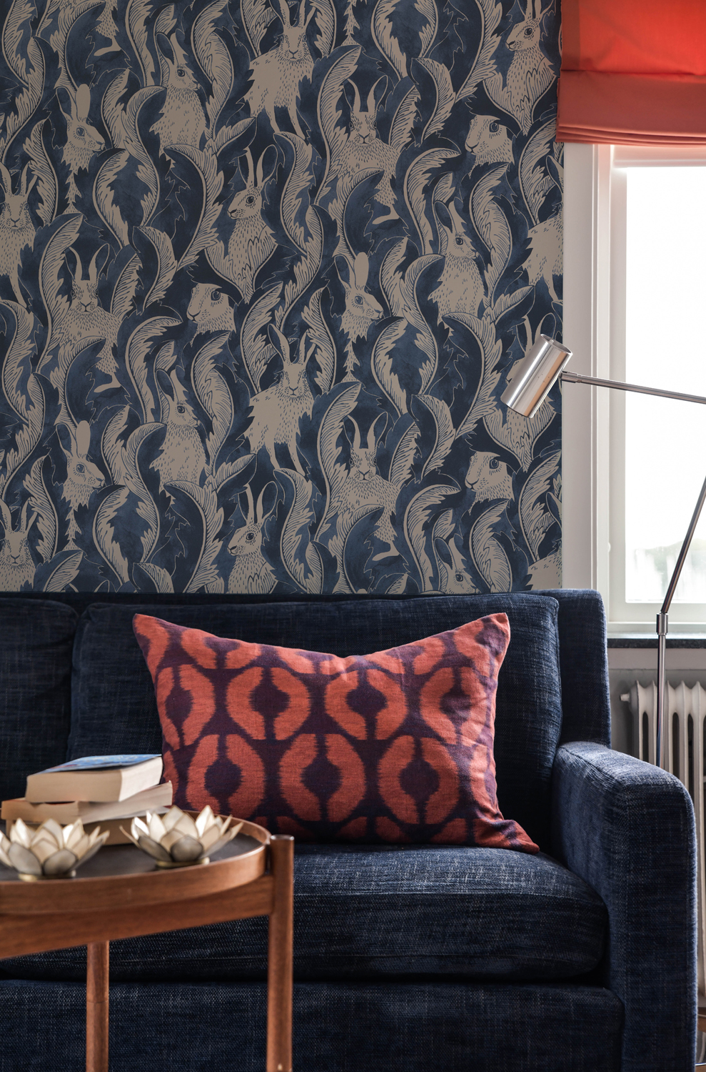 Tapete Hares in Hiding - Dark Denim