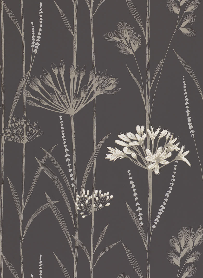 Tapete Gardinum - Charcoal Flint And Gilver