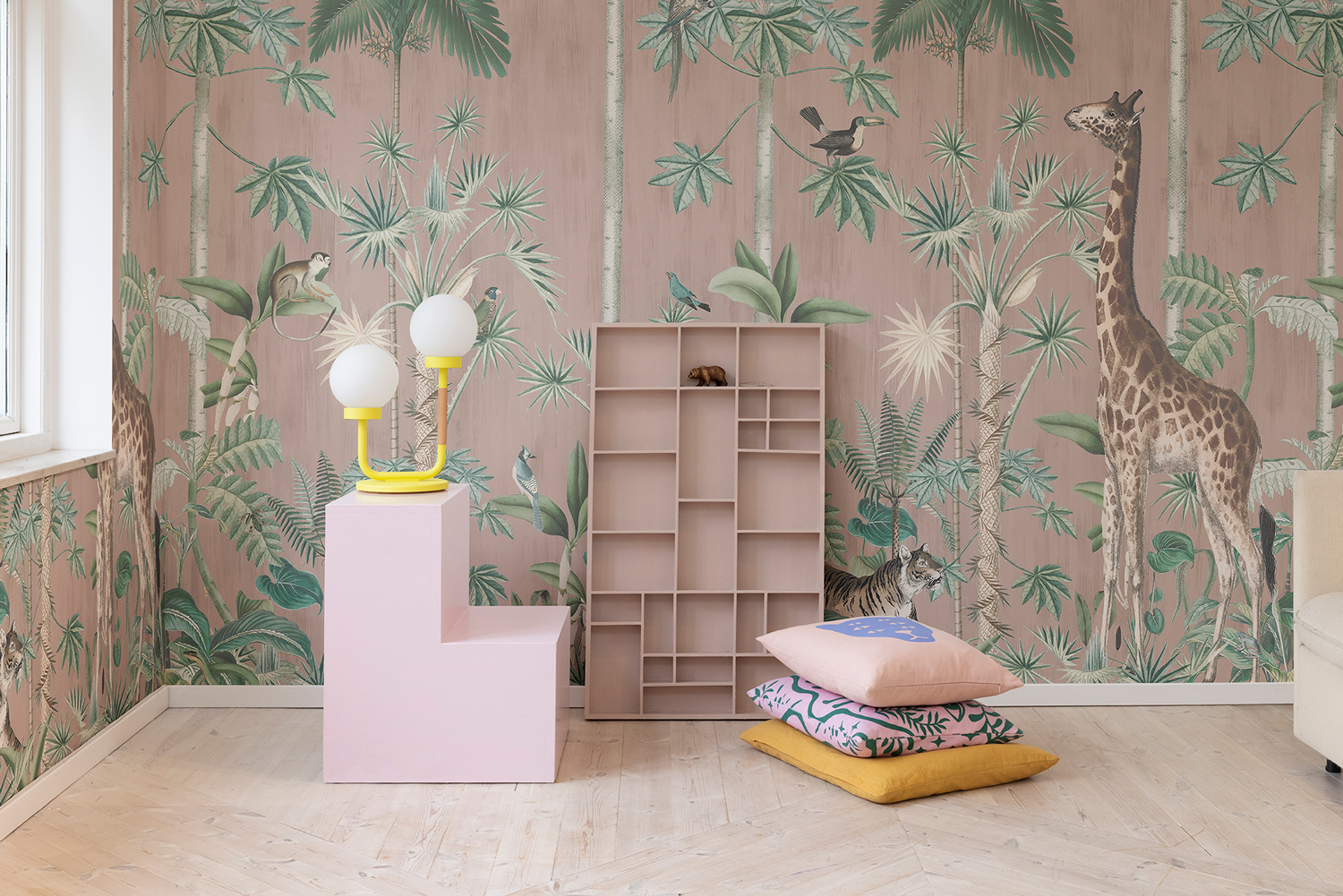 Wandbild Giraffes Stroll - Pink