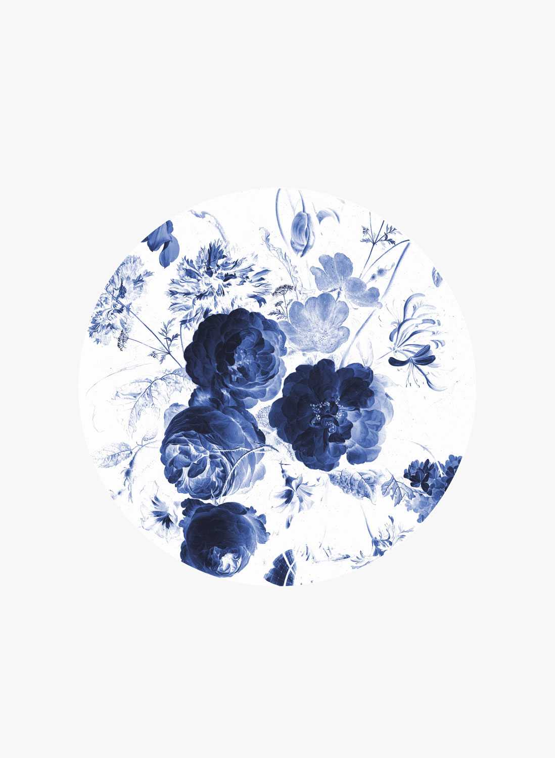 Wandbild Royal Blue Flowers 1 Circle - S - 1.425m