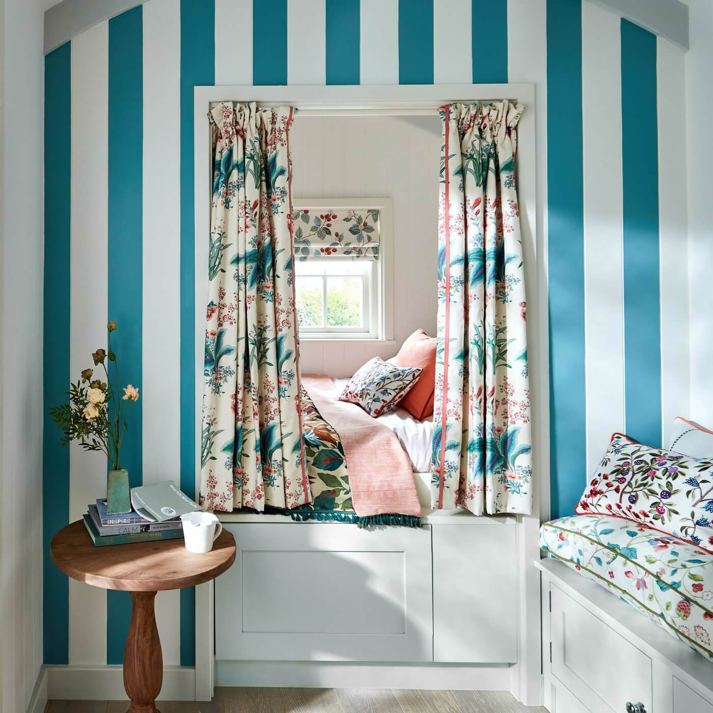 Stoff Arils Garden - Blue Clay/ Pink