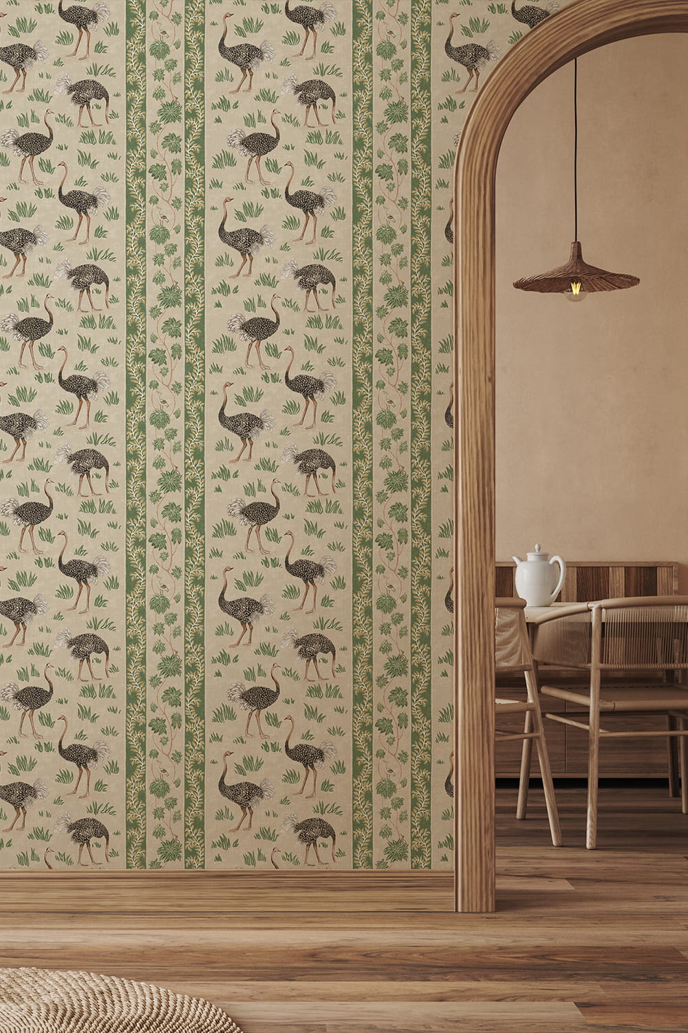 Tapete Ostrich Stripe - Khaki and Green