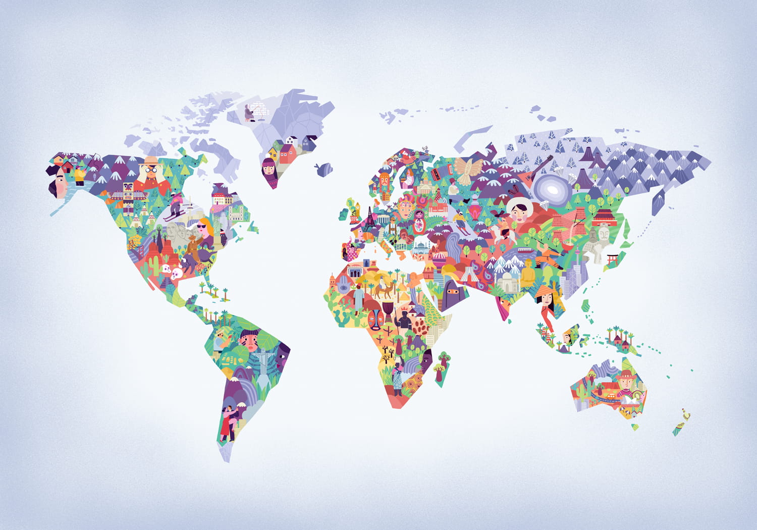 Wandbild Diversity Map - Lilac