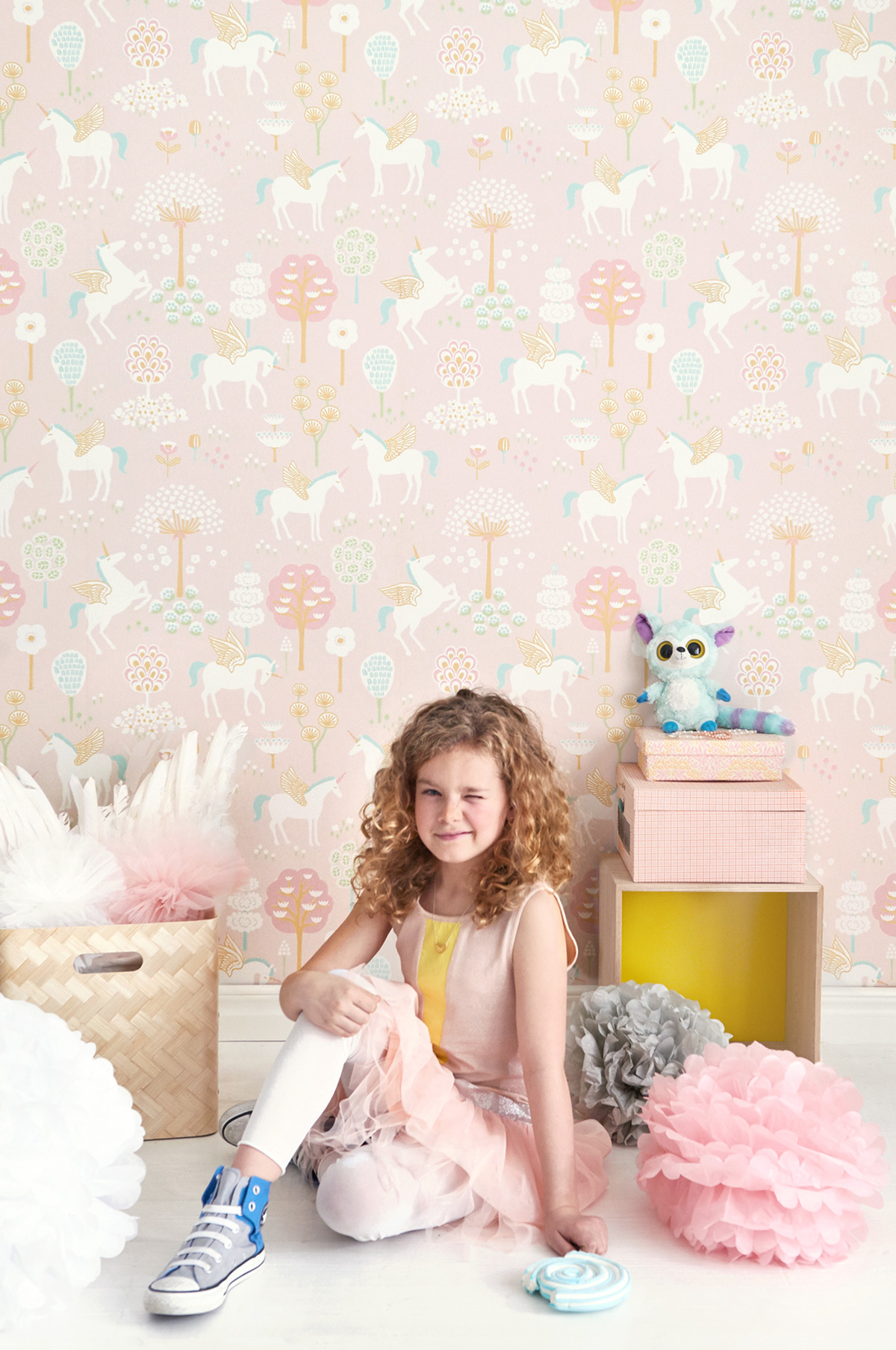 Tapete True Unicorns - Soft Pink/ Turquoise/ Orange/ Green/ Cream White