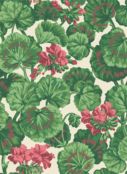 Tapete Geranium - Rose/ Green on Parchment