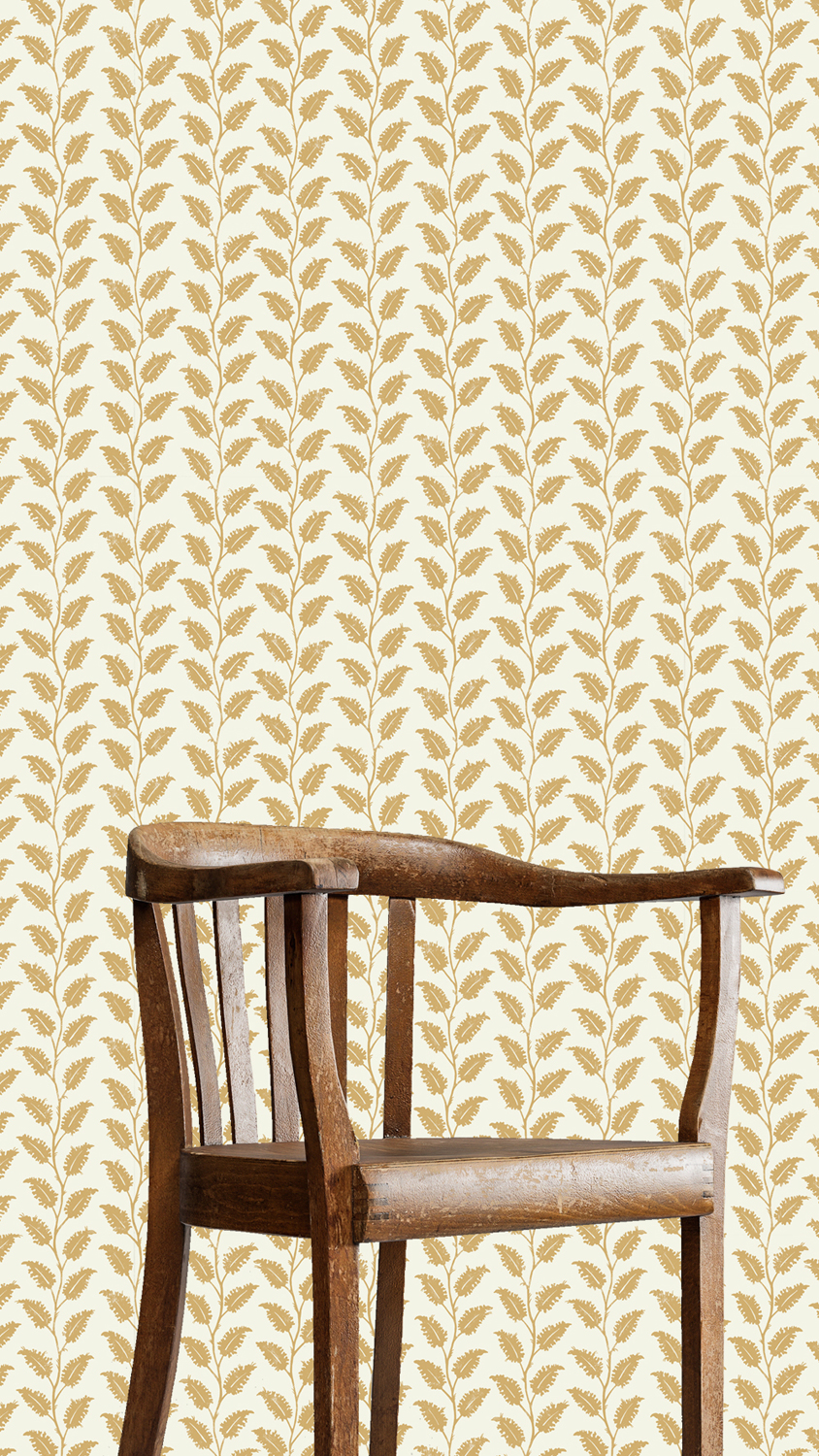 Tapete Leaf Wiggle - Smith Yellow/ Skirting White