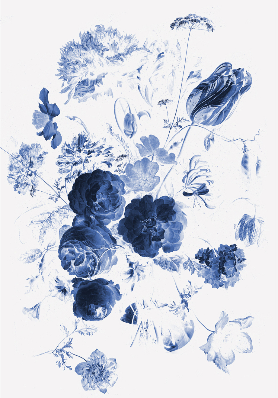 Wandbild Royal Blue Flowers 1 - Multicolor - 1.948m