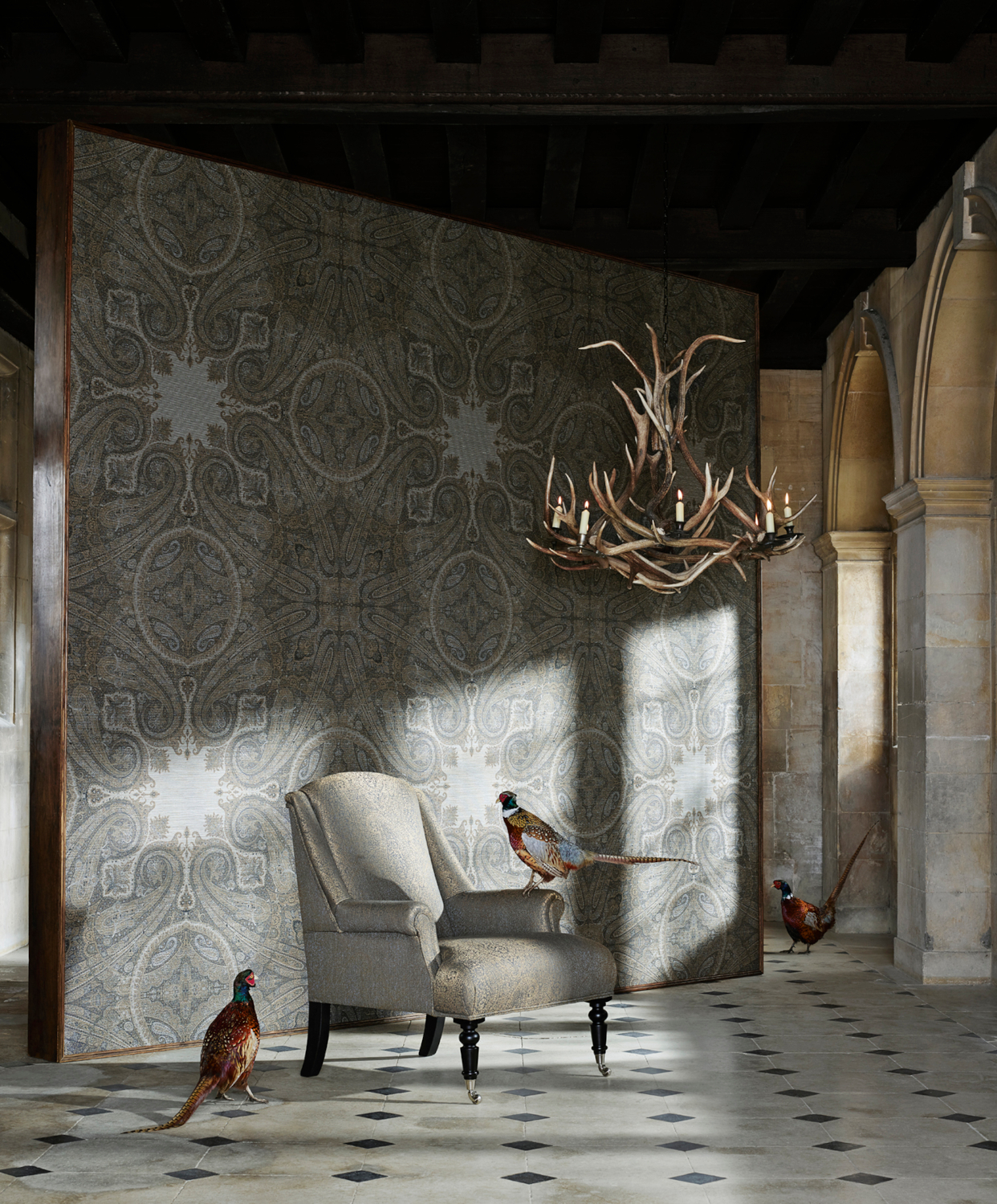 Tapete Elswick Paisley - Blue Umber