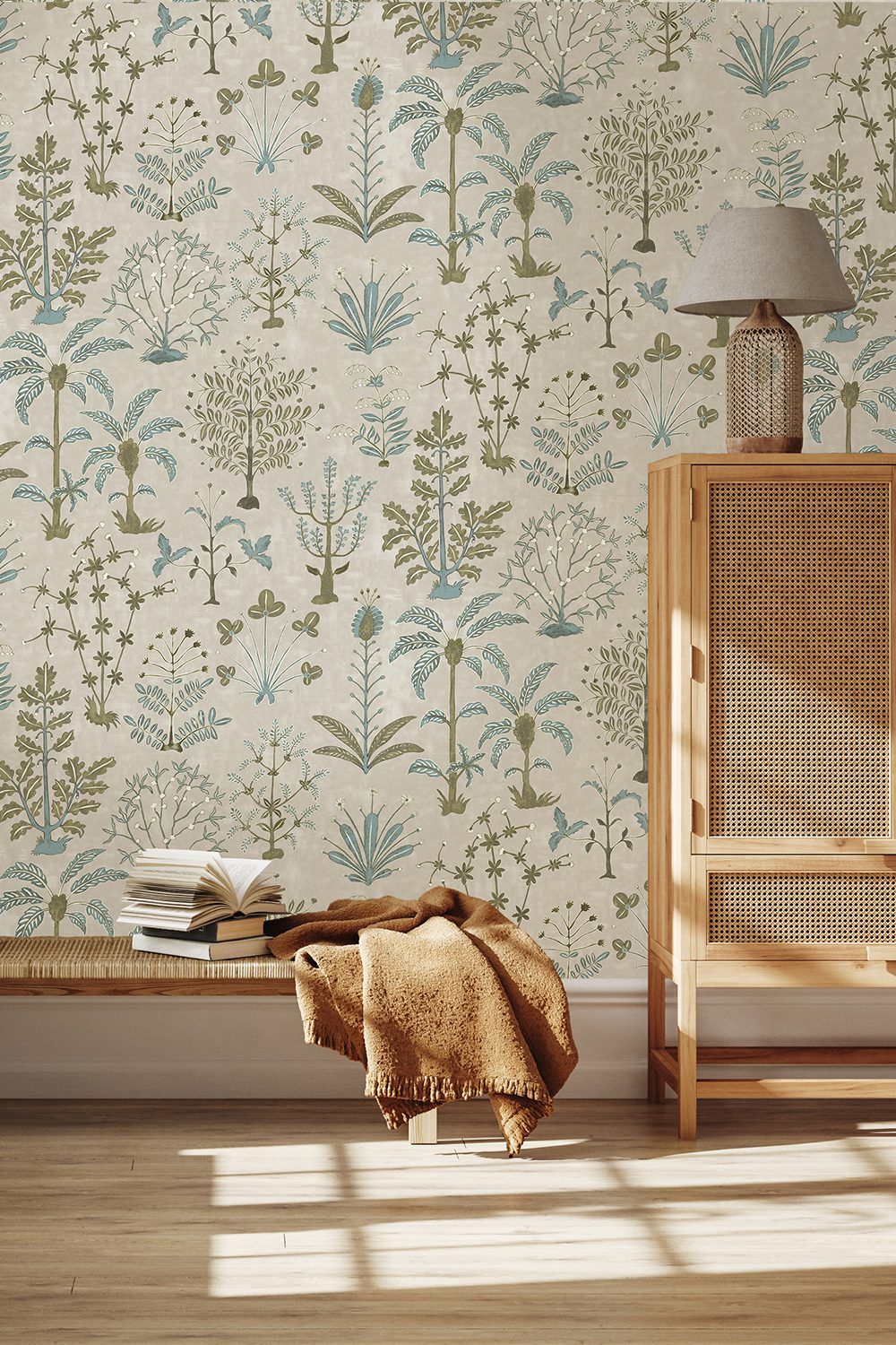 Tapete Cynthia - Stone, Light Blue and Olive