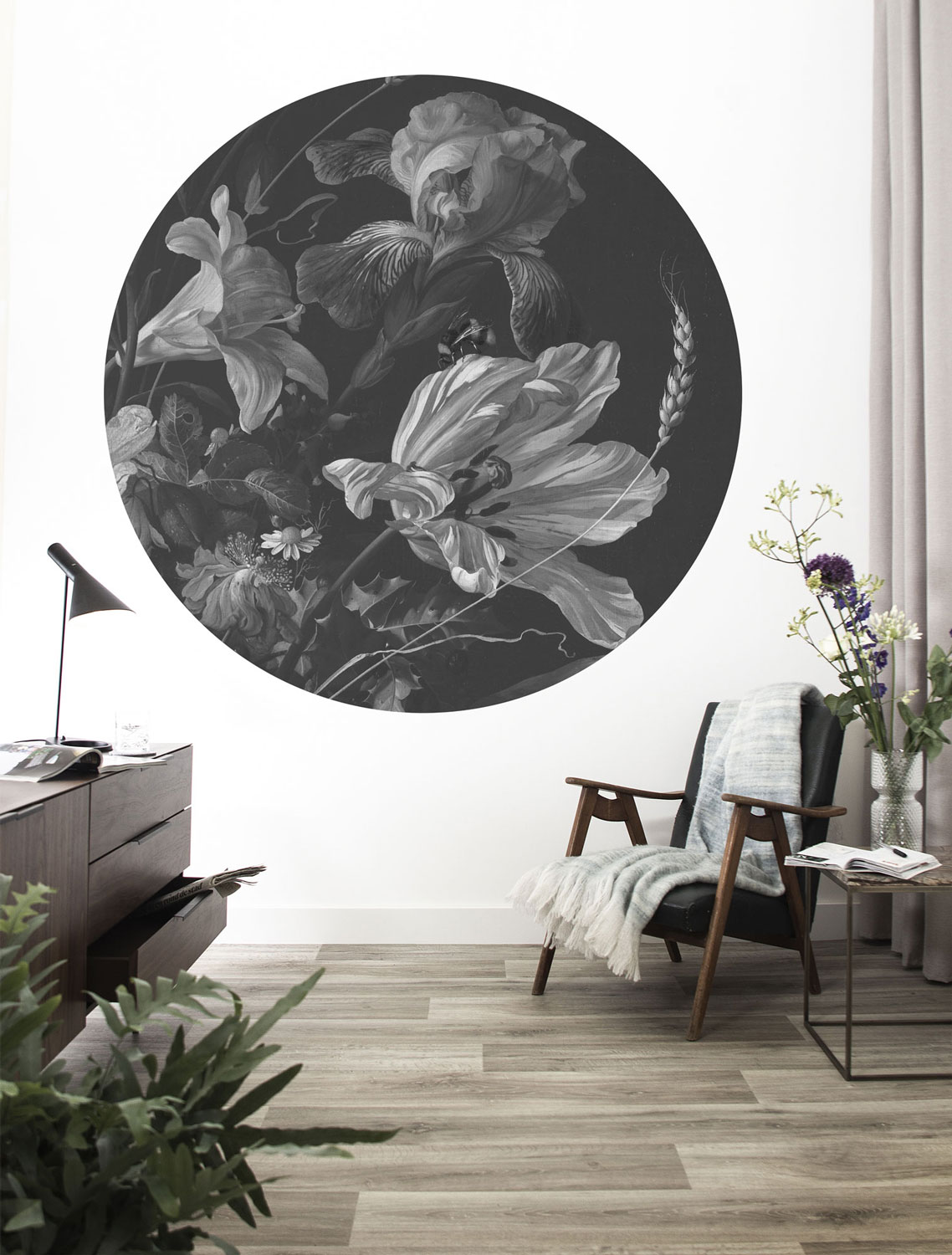 Wandbild Golden Age Flowers 9 Circle - M - 1.9m