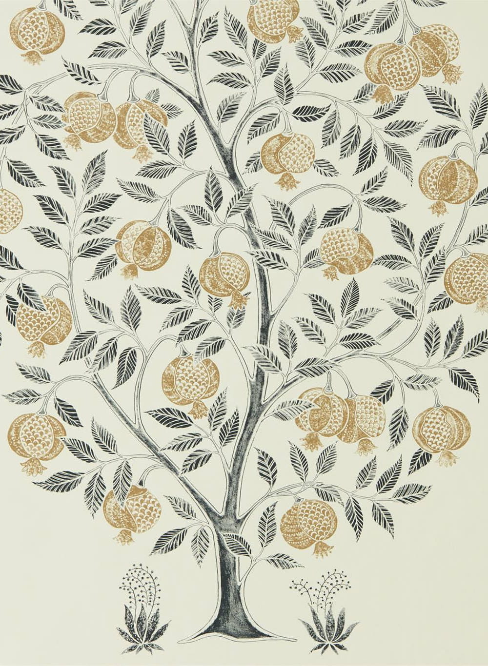 Tapete Anaar Tree - Charcoal/ Gold