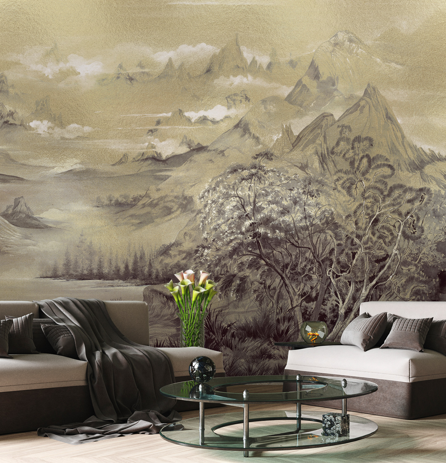 Wandbild Kami Metallics - Gold