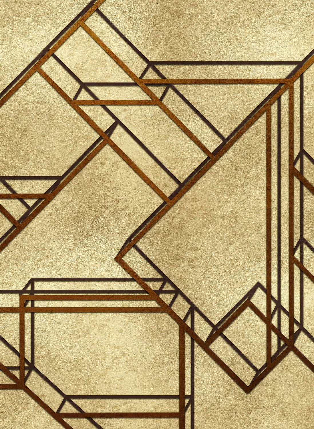 Wandbild L-Geometric Metallics - Gold
