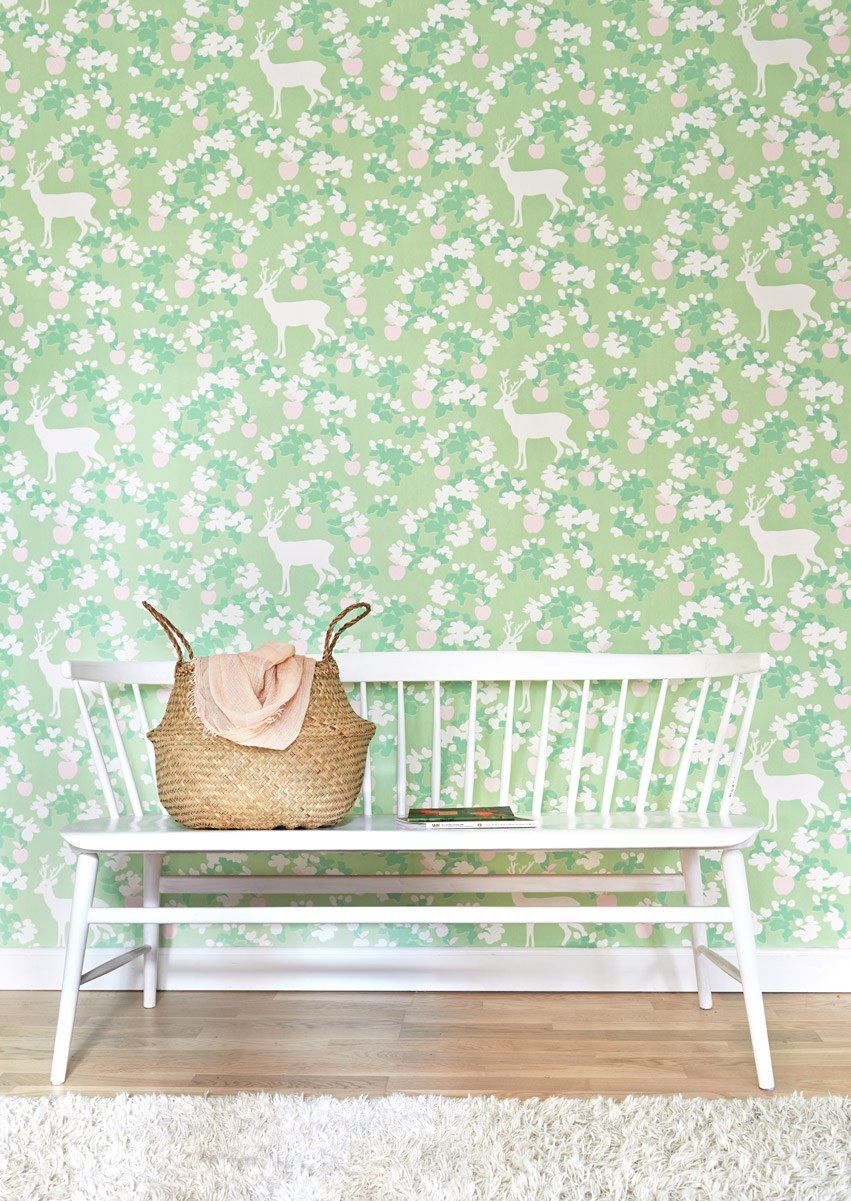 Tapete Apple Garden - Soft Green/ Light Pink/ Cream White
