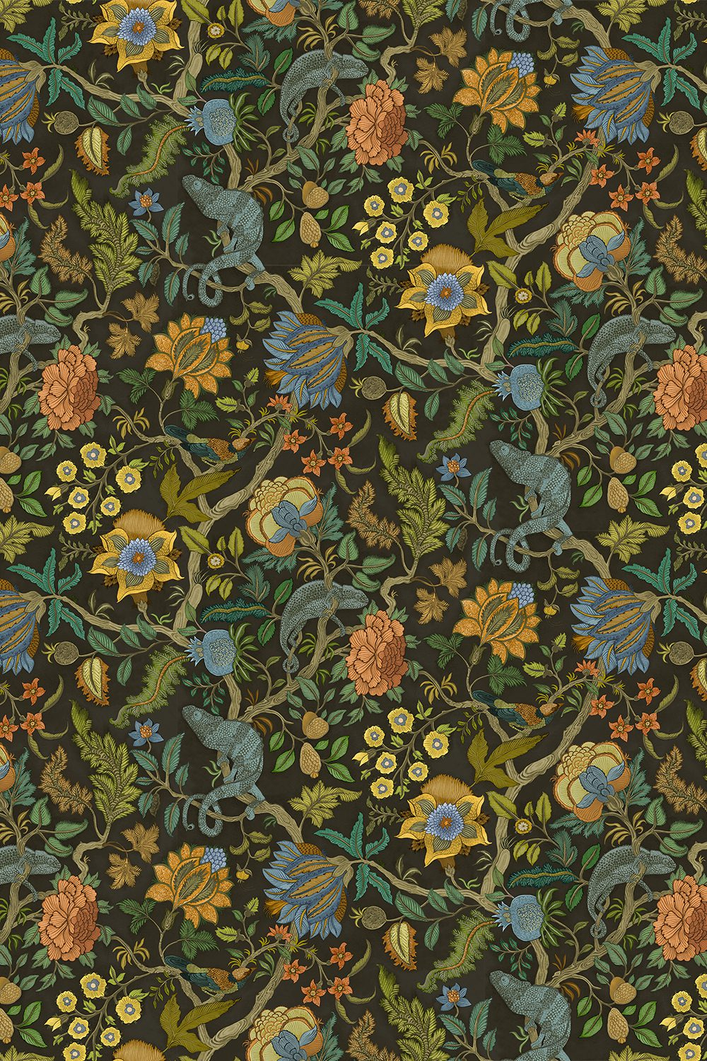 Tapete Chameleon Trail - Black, Orange and Blue