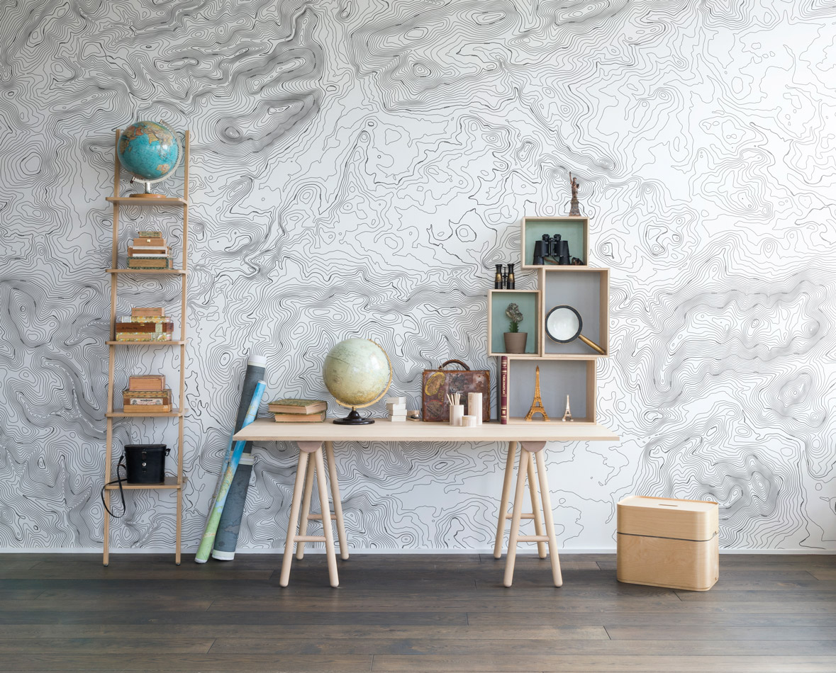 Wandbild Elevation Lines - White